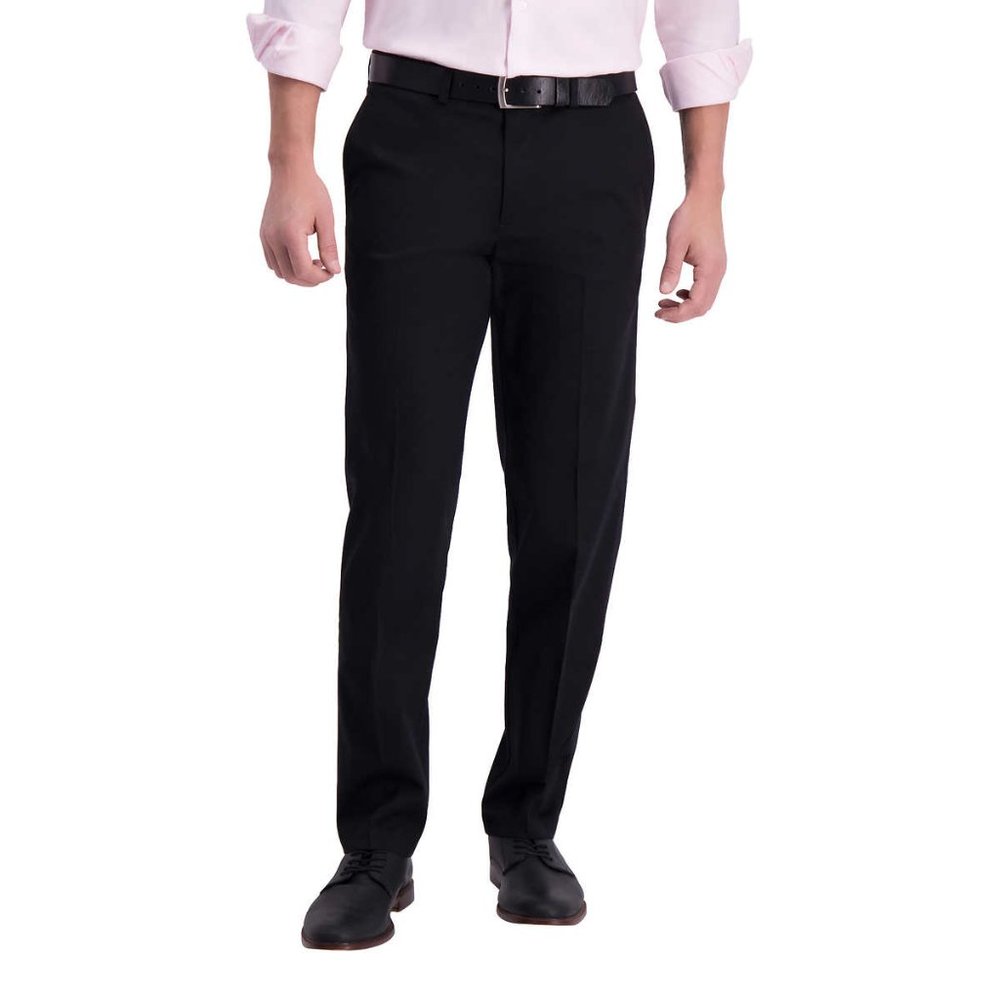 NEW Haggar Men’s Premium Fabric Straight Fit Non-Iron Pants Black, Size 34x32